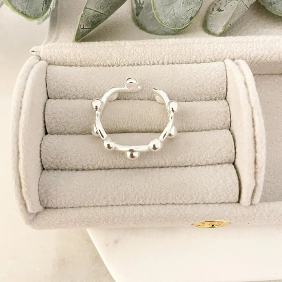 925 Sterling Silver Minimalist Ring Bead Ring Modern Dainty Ring Stackable Ring - Picture 5 of 9